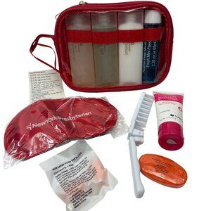 Travel Essentials Kit in Casw W/ Toiletries Eye Mask Earplugs & Cleansing Soap